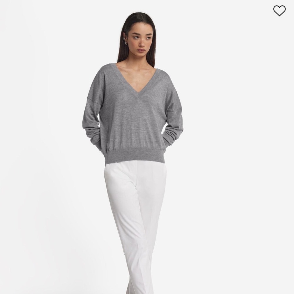 $355 Falconeri 100% Cashmere Ultralight Double V-Neck Sweater Blue Italy S m